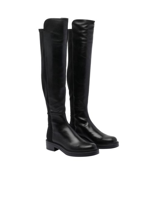 Stuart Weitzman Black Round-Toed Boots