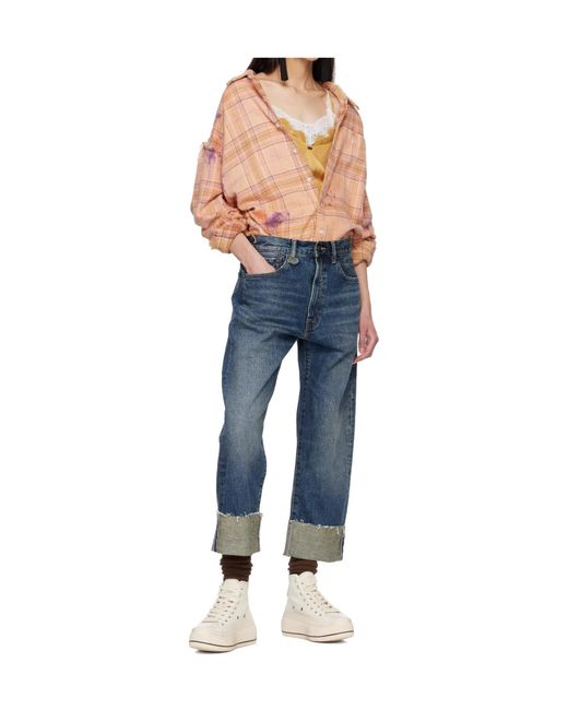 R13 Blue Cuffed X-Boyfriend Jeans