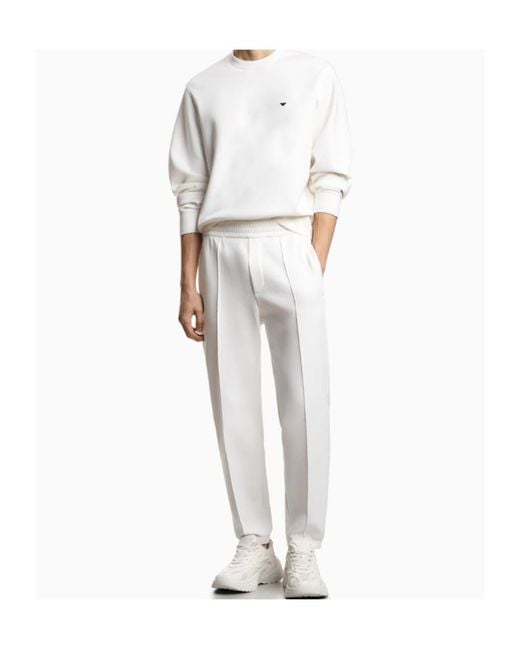 Emporio Armani White Logo Crew Neck Sweatshirt for men
