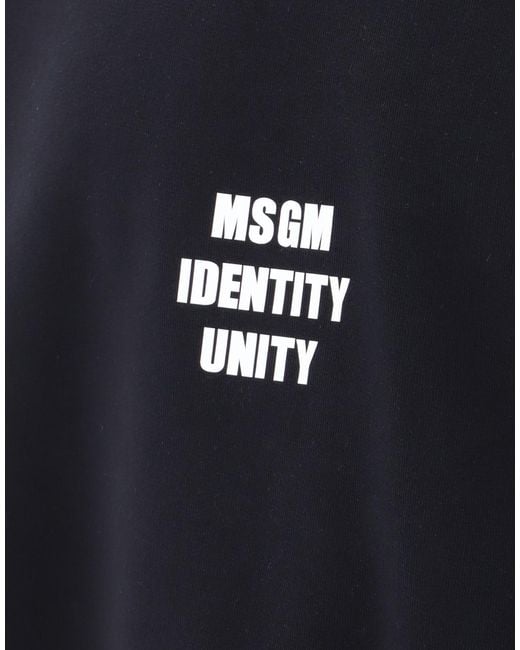 MSGM Blue Slogan Printed Cotton Pullover for men