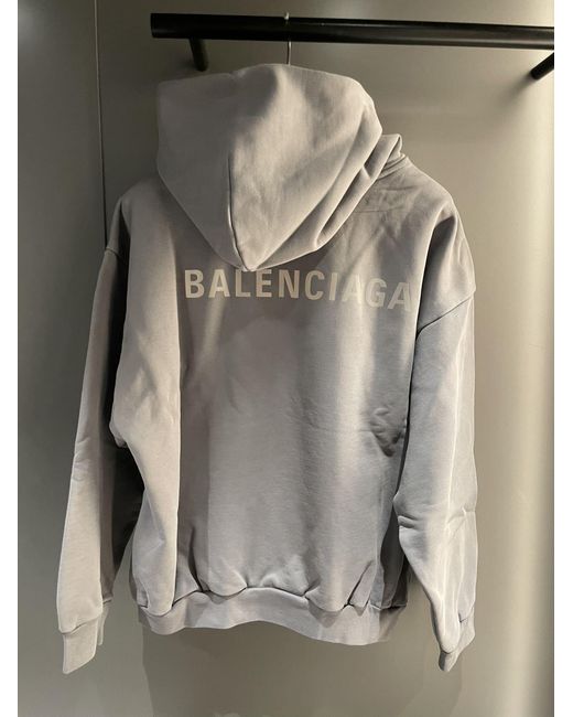Balenciaga Gray Logo Embroidered Hoodie for men