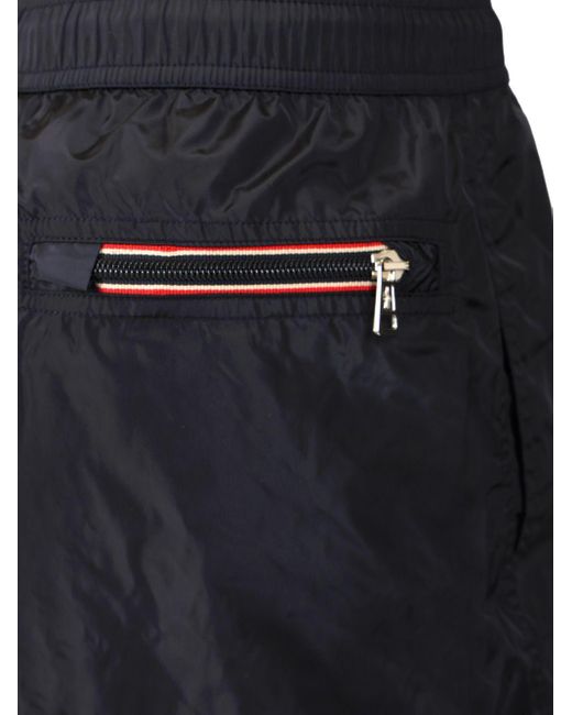 Moncler Gray Logo Patch Detail Elastic Waist Swim Shorts for men