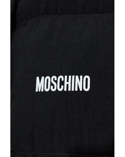 Moschino Blue Logo Stand Collar Puffer Jacket