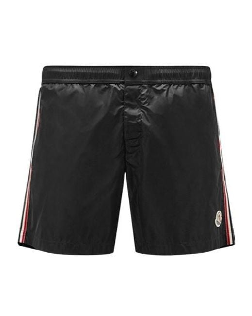 Moncler Black Logo Patch Boxer Swim Shorts for men