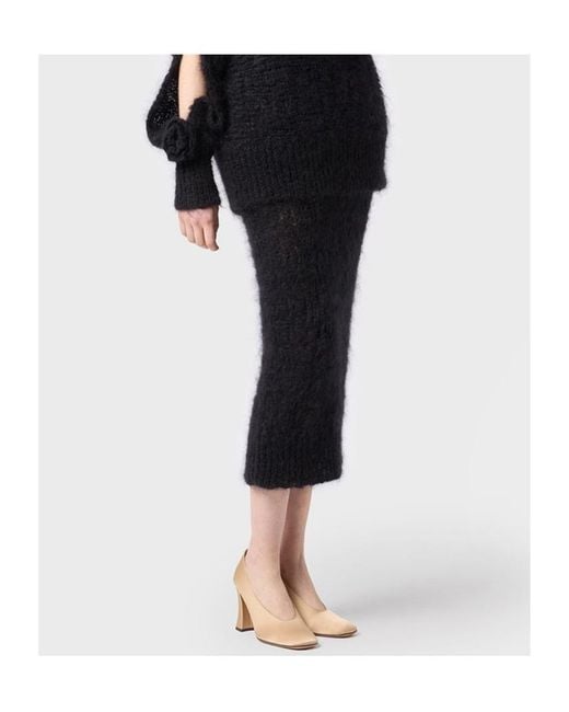 Blumarine Black Brushed Knitted Maxi Skirt