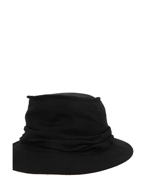 Yohji Yamamoto Black Draped Bucket Hat for men