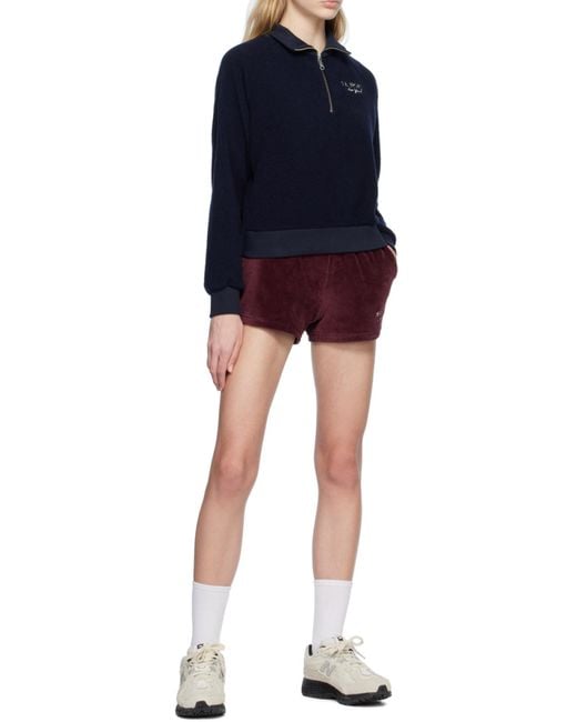 Sporty & Rich Blue Half-Zip Fleece Sweatshirt