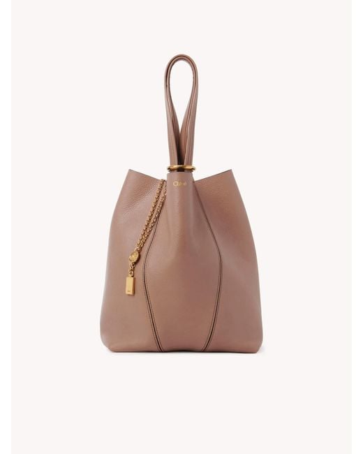 Chloé Brown Chloé Spin Charm Detailed Tote Bag