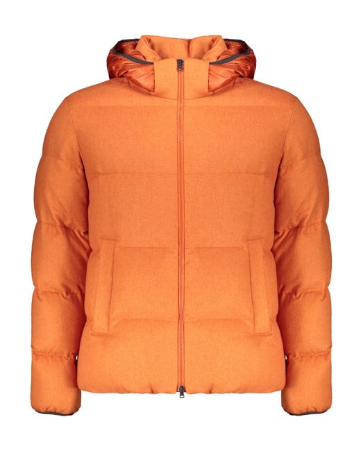 Herno Orange Hooded Quilted Down Jacket for men