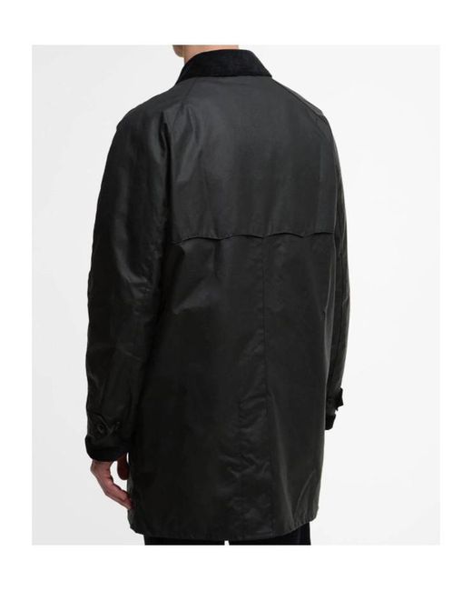 Barbour Black Corduroy-Collar Cotton Single-Breasted Coat for men