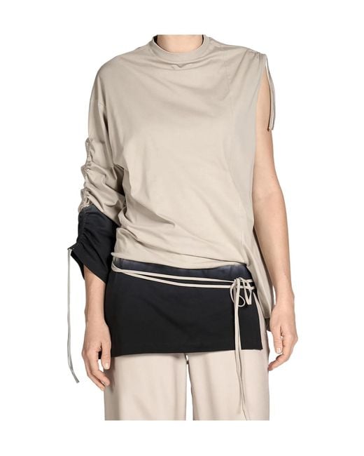 Y-3 White Dip Dye Cinched Drape T-Shirt