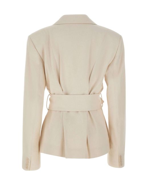ROTATE BIRGER CHRISTENSEN Natural Belted Fitted Blazer