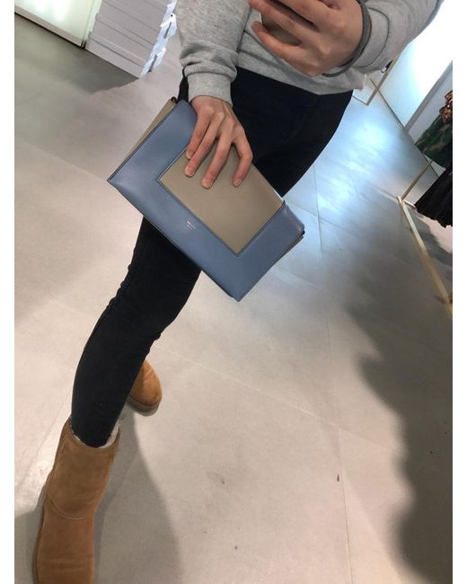 Céline Blue Frame Medium Smooth Cow Leather Two-Color Handbag
