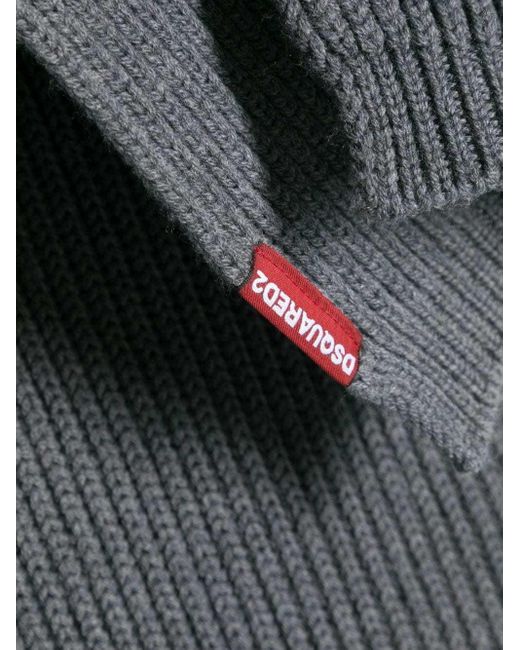 DSquared² White Logo Patch Scarf-Beanie Set for men