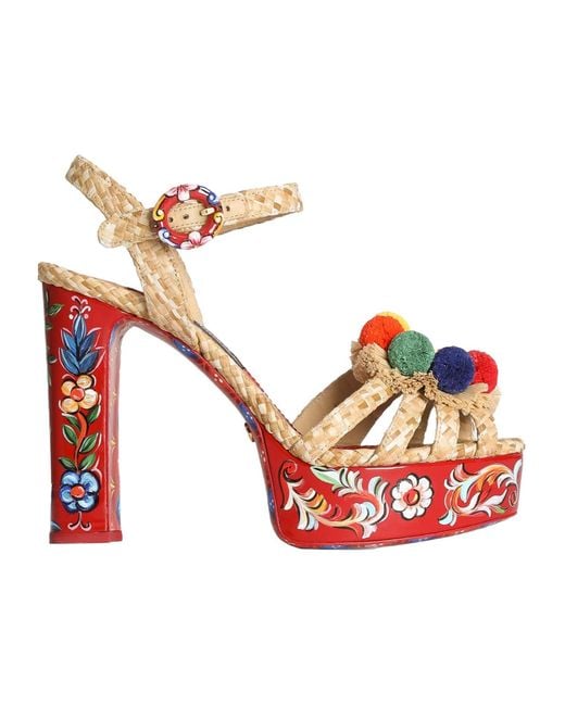 Dolce & Gabbana Red Keira Platform Sandals