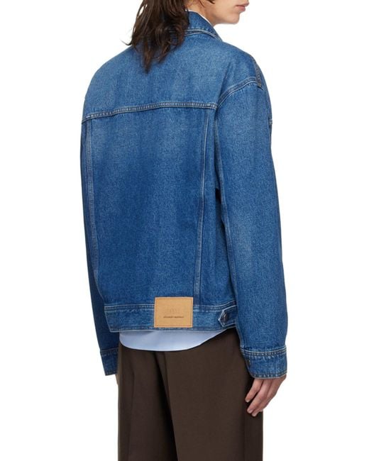 AMI Blue Logo Patch Denim Jacket for men