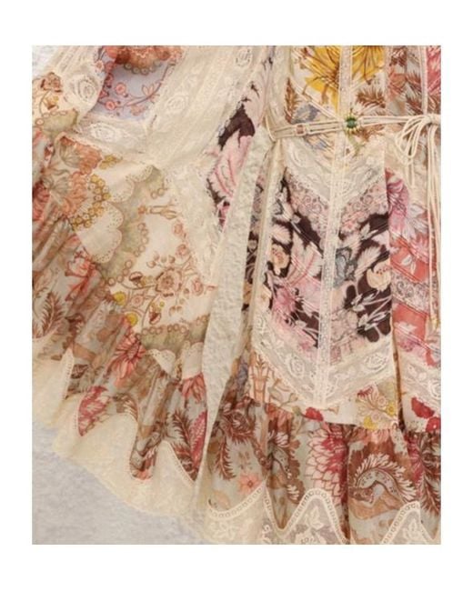 Zimmermann Multicolor Daylight Flutter Spliced Print Dress