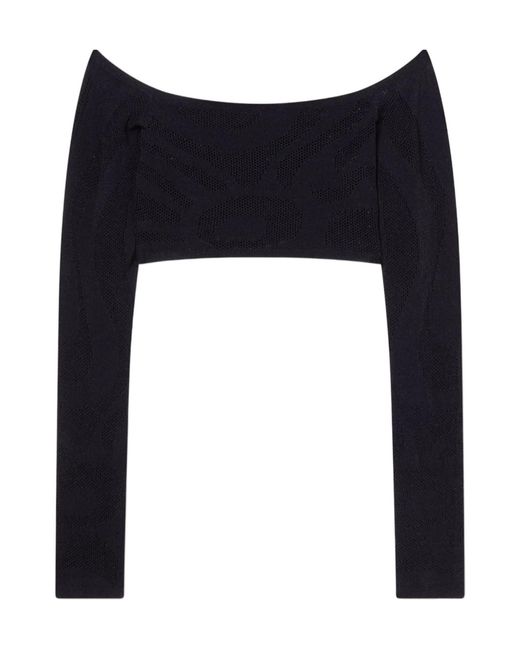Emilio Pucci Blue Cropped Jacquard Marmo Top
