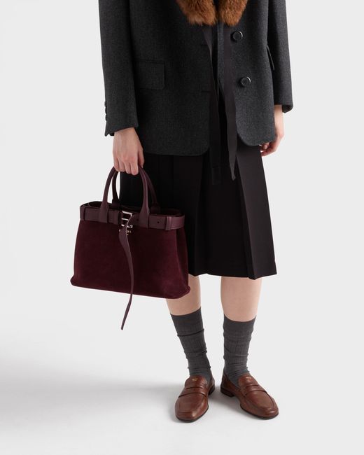 Prada Red Medium Buckle Leather Tote Bag