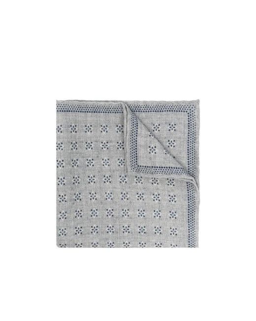 Brunello Cucinelli Gray Floral-Print Pocket Square for men