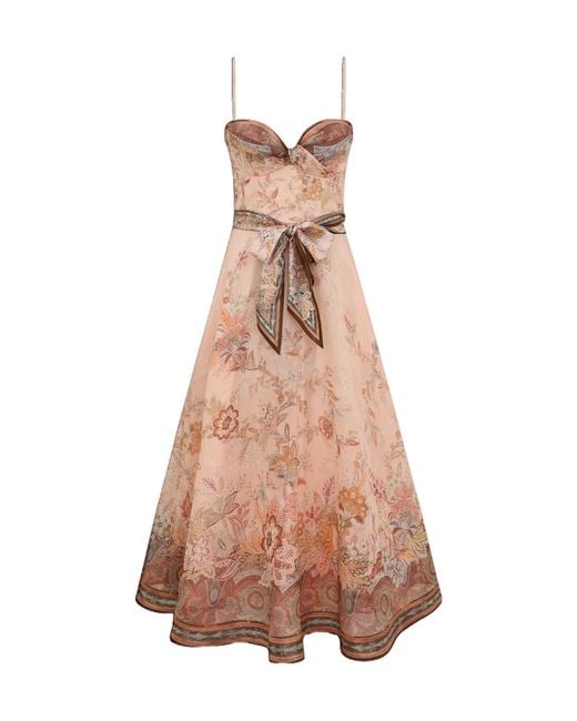 Zimmermann Pink Alchemy Structured Midi Dress