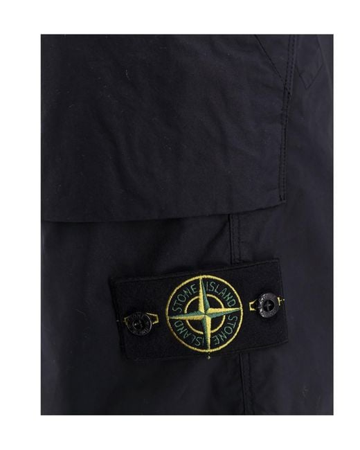 Stone Island Blue Logo Patch Bermuda Shorts for men