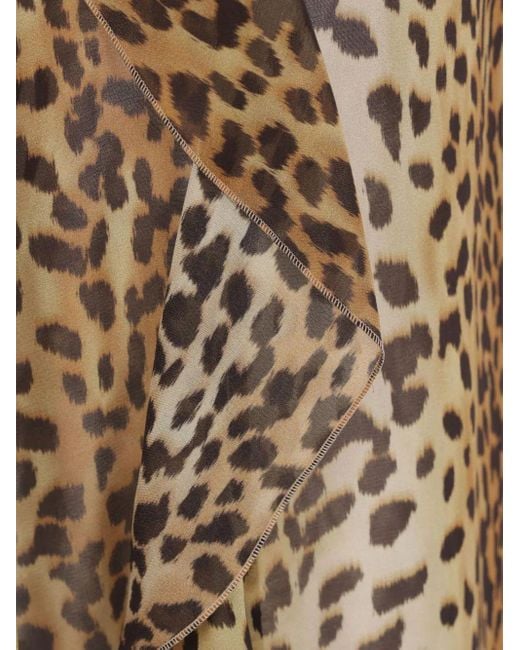 Blumarine Brown Leopard Printed Ruffled Georgette Shirt