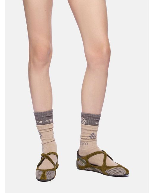 The Attico Green 'Floor 01' Ballerina Flat Military