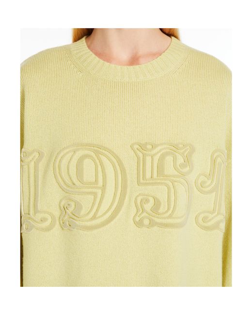 Max Mara Yellow Wool And Cashmere Interwoven Letter Pullover