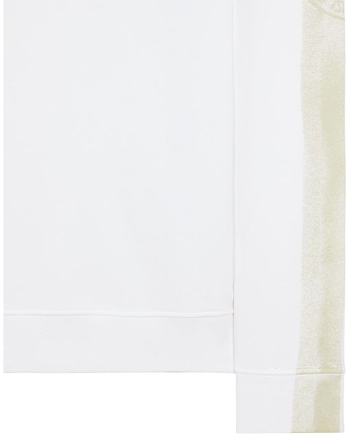 Stone Island White Logo Printed Crewneck Sweatshirt for men
