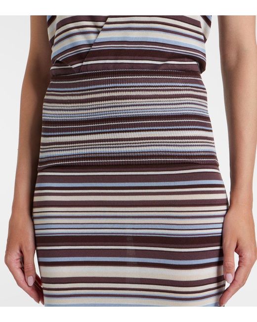 AYA MUSE Purple Knit Striped Midi Skirt