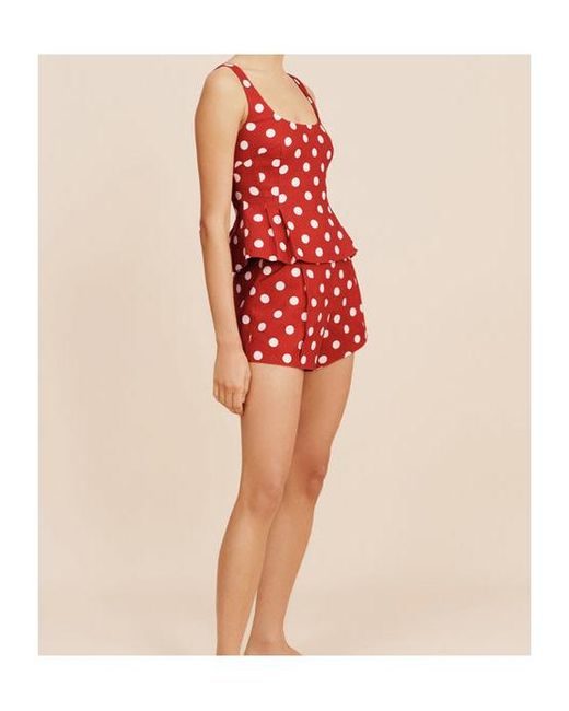 Posse Red Polka Dot Peplum Top