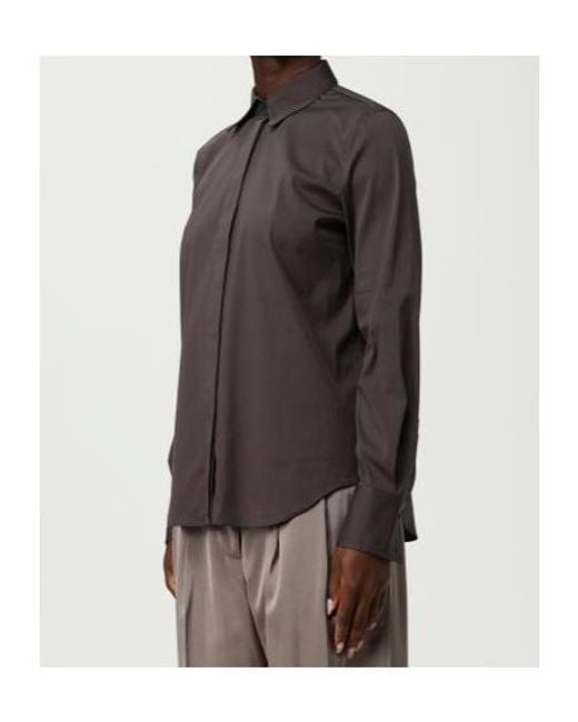 Brunello Cucinelli Brown Long-Sleeve Collared Shirt