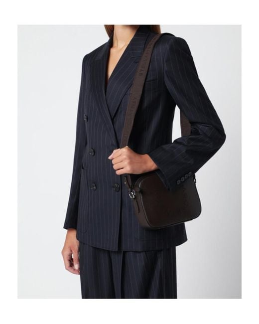 Stella McCartney Black Perforated Logo Strapped Camera Crossbody Bag