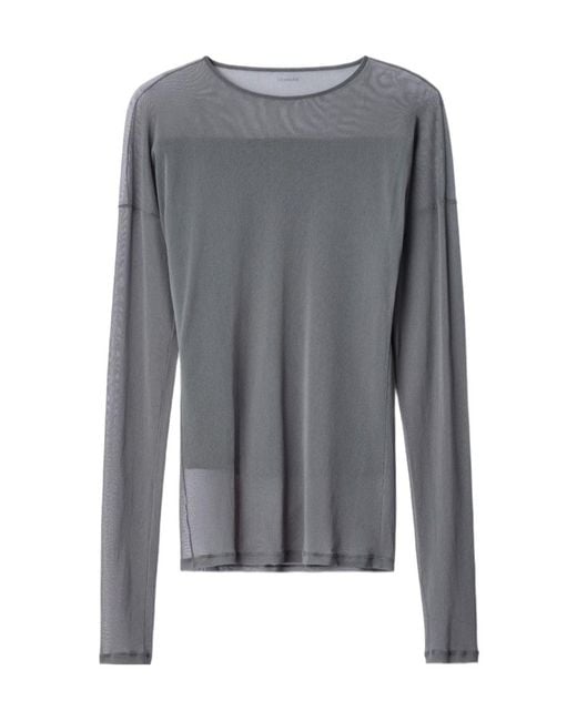 Lemaire Gray Sheer Long-Sleeve Top