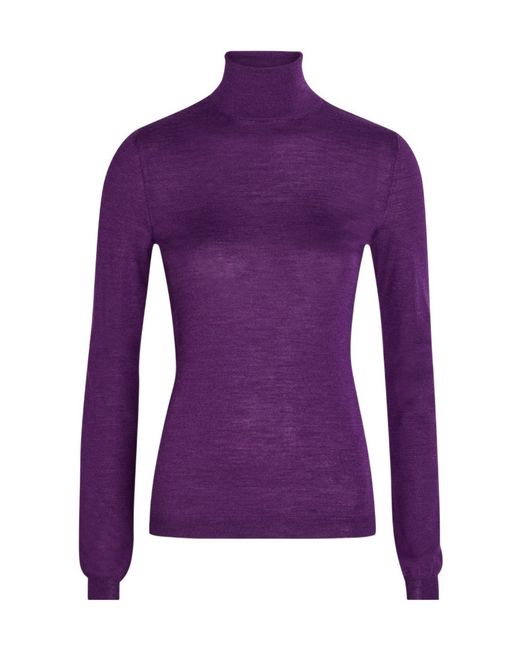 Maison Margiela Purple Roll-Neck Wool And Silk-Blend Top