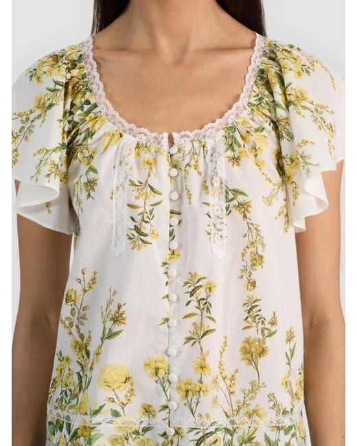 Alice + Olivia White Alice Olivia Odette Flutter Sleeved Top