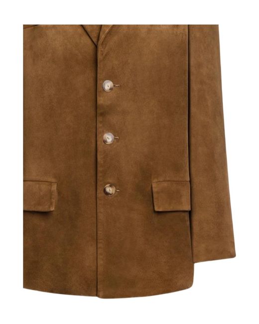 Dondup Brown Button Suede Blazer