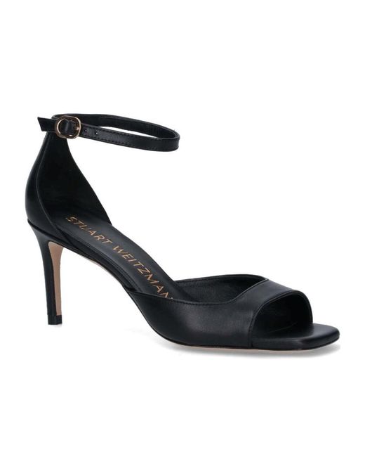 Stuart Weitzman Black Square-Toe Sandals