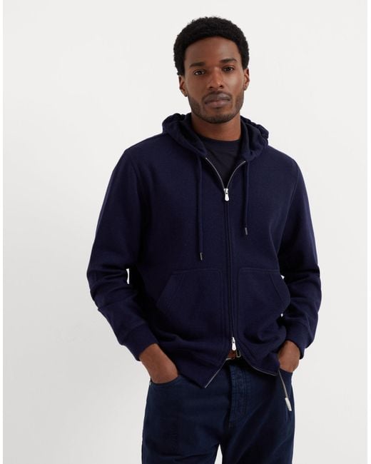Brunello Cucinelli Blue Long-Sleeve Cashmere Hoodie for men