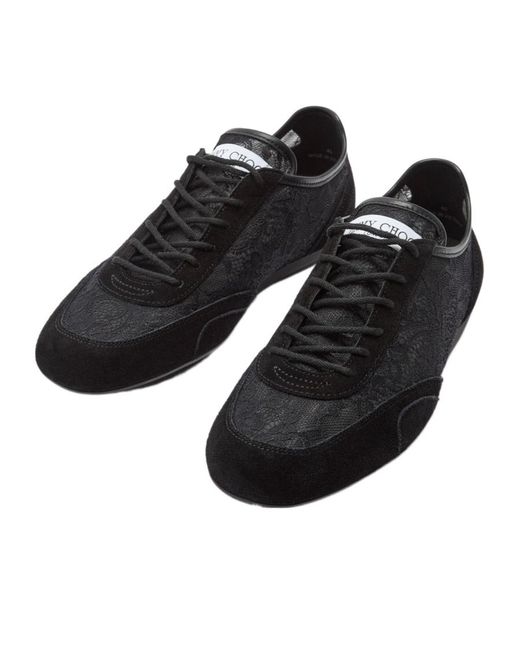 Jimmy Choo Black Sunny Panelled Lace Sneakers