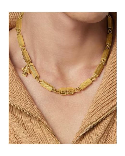 Versace Metallic Logo Engraved Column Necklace for men