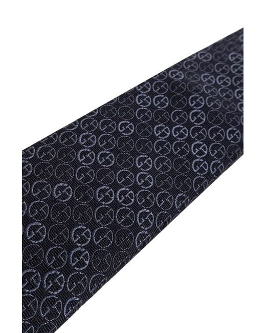 Giorgio Armani Blue Monogram Pattern Tie for men