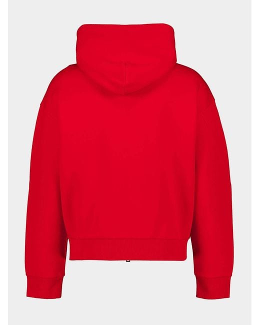 Givenchy Red And Couture Seam Zip Hooded Sweatshirt for men