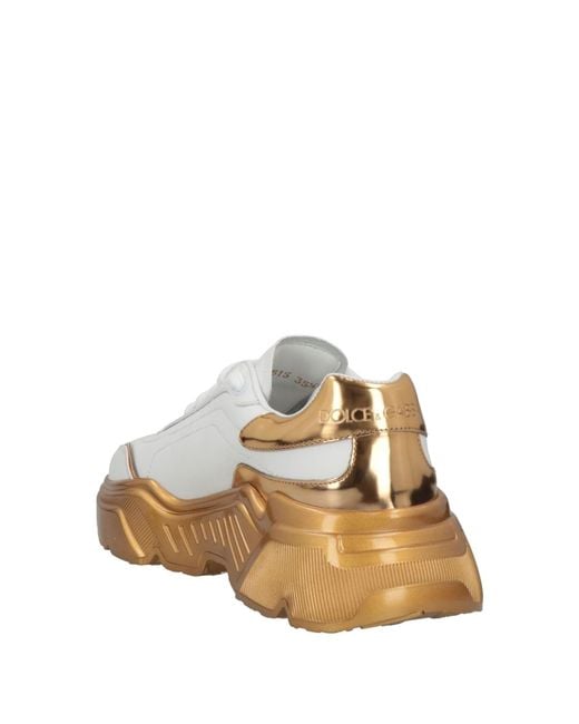 Dolce & Gabbana White Two-Tone Leather Platform Sneakers