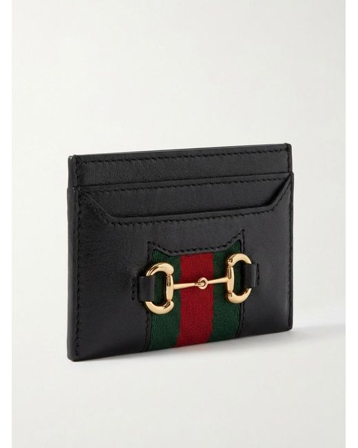 Gucci Black Horsebit Web Card Case