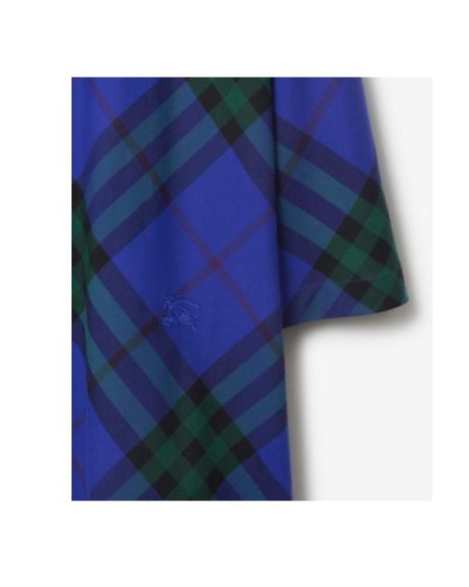 Burberry Blue Checkered Short-Sleeved Shirt for men