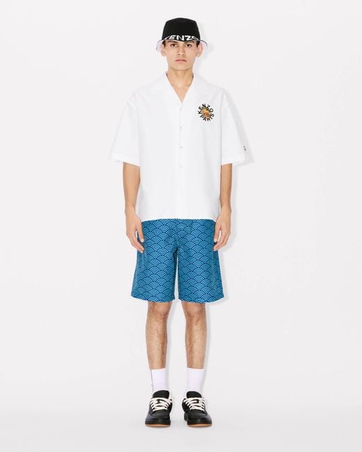 KENZO Blue Long Boardshort for men