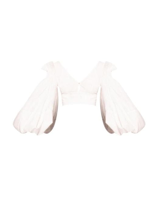 Loewe Natural Balloon-Sleeves Cropped Top