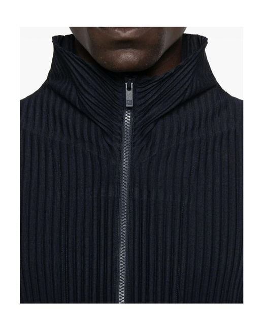 Homme Plissé Issey Miyake Black Pleated Zip-Front Shirt Jacket for men